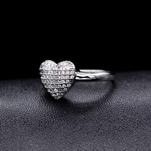 Uloveido Heart Love Knot Engagement Rings Ladies Silver Rhodium Plated with Round Cubic Zirconia Stones, Lovely Heart Halo Rings Promise, Best Gifts for Her (Size 9) J070