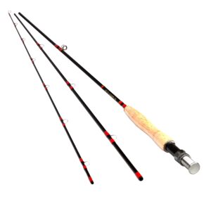 channelmay 9ft 3 pieces carbon fly fishing rod pole #5/6 2.7meters length light feel medium-fast action