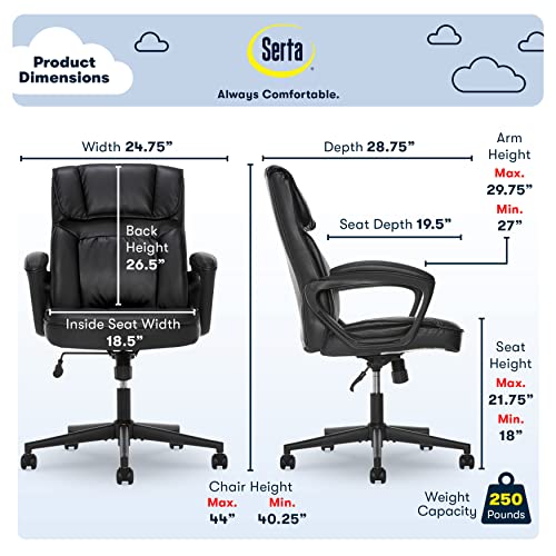 Serta Style Comfort Black Bonded Leather Hannah I Office Chair,