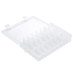 Snowkingdom Transparent Plastic Grid Box Storage Organizer for Display Collection with Adjustable Dividers - 24 Clear Grids - 7.8"x5.2"x1.5"