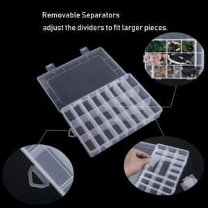 Snowkingdom Transparent Plastic Grid Box Storage Organizer for Display Collection with Adjustable Dividers - 24 Clear Grids - 7.8"x5.2"x1.5"