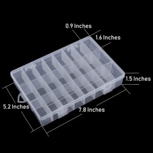 Snowkingdom Transparent Plastic Grid Box Storage Organizer for Display Collection with Adjustable Dividers - 24 Clear Grids - 7.8"x5.2"x1.5"