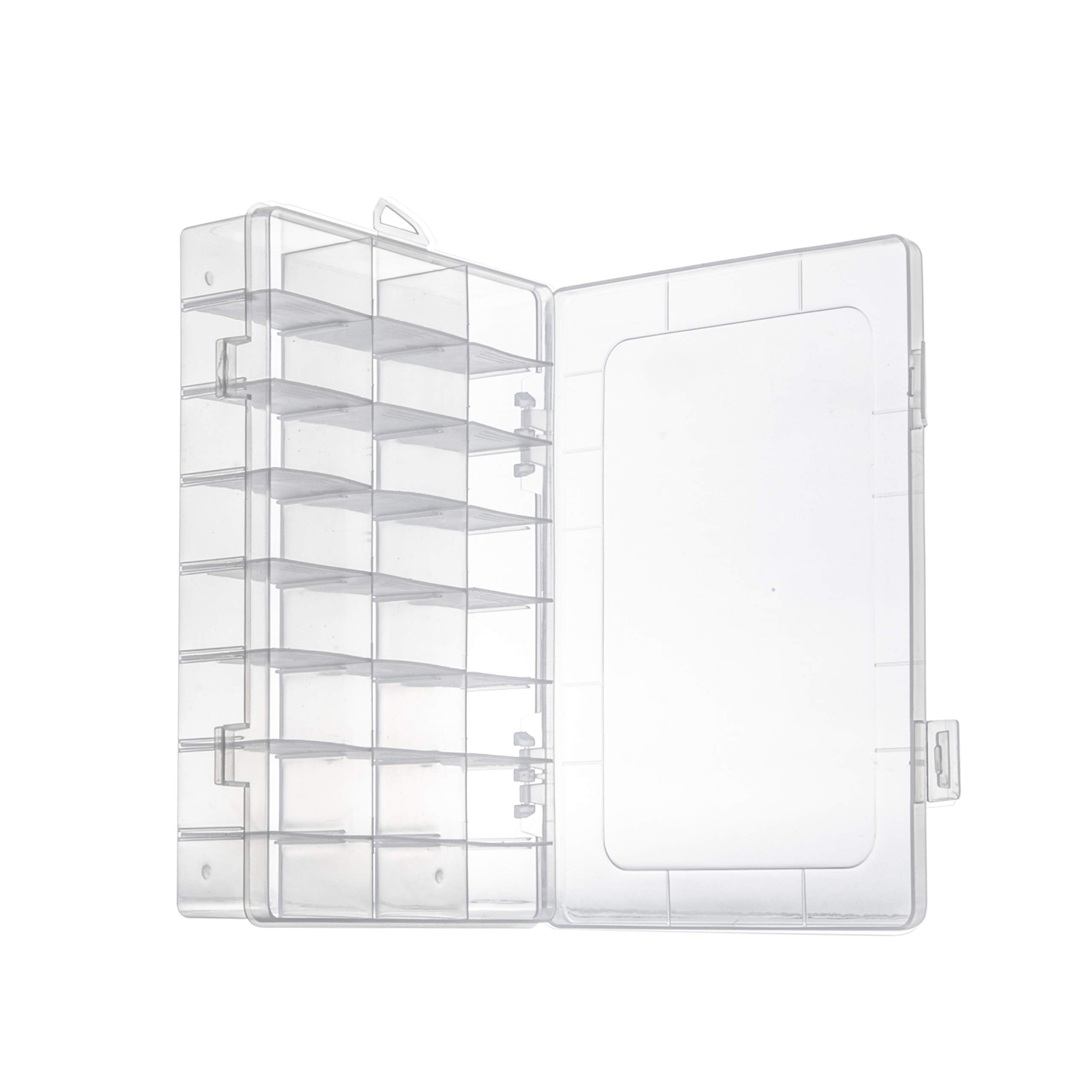 Snowkingdom Transparent Plastic Grid Box Storage Organizer for Display Collection with Adjustable Dividers - 24 Clear Grids - 7.8"x5.2"x1.5"