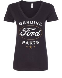 genuine ford parts women's v-neck t-shirt distressed ford logo black x-large