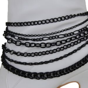 Trendy Fashion Jewelry TFJ Women Western Boot Chains Black Metal Bling Bracelet Anklet Heel Shoe Wave Strands Charm