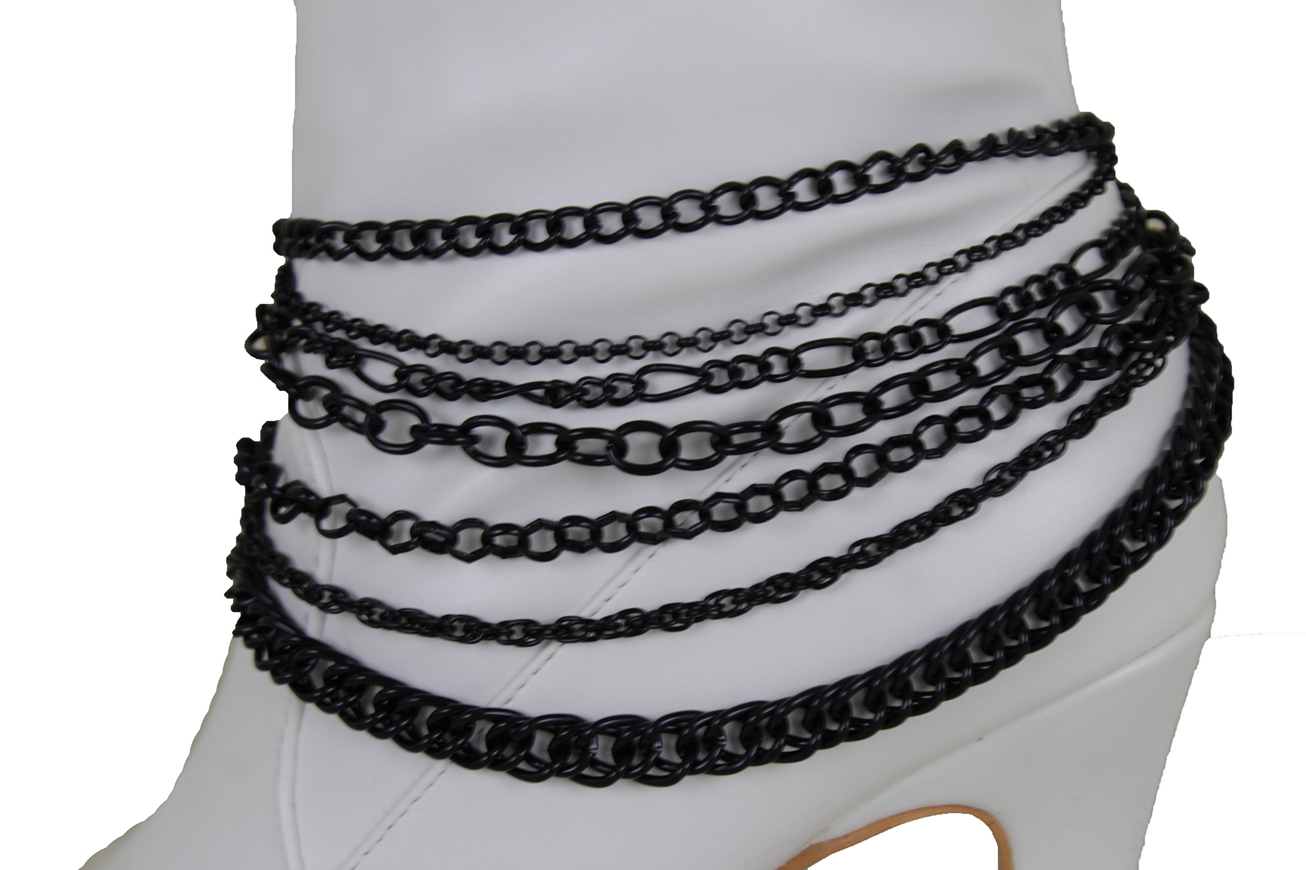 Trendy Fashion Jewelry TFJ Women Western Boot Chains Black Metal Bling Bracelet Anklet Heel Shoe Wave Strands Charm