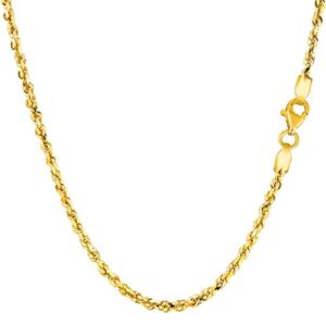 jewelry affairs 14k yellow real gold filled solid rope chain necklace, 2.1mm, 18"