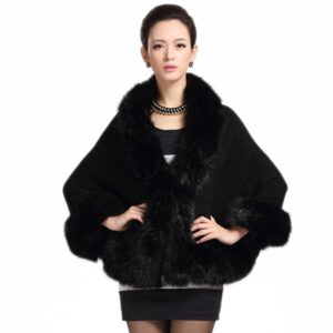 Roniky Women Luxury Bridal Faux Fur Shawl Wraps Cloak Coat Sweater Cape