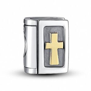 925 sterling silver bible charm cross charm christian charm keep faith charm for pandora charms bracelet