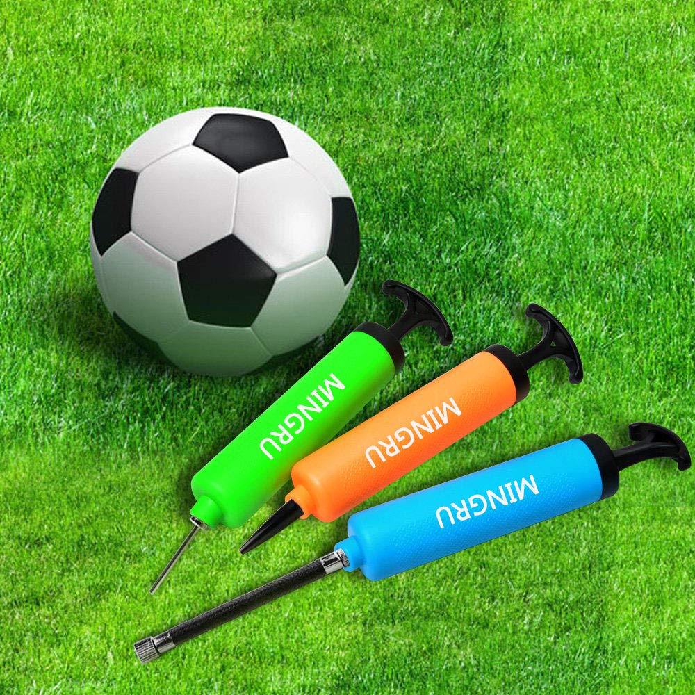 MINGRU Ball Pump for Basketball, Soccer, Volleyball, Rugby, Water Polo Ball & Other Inflatables Air Pump, Needles and Nozzles Included