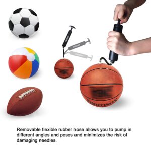 MINGRU Ball Pump for Basketball, Soccer, Volleyball, Rugby, Water Polo Ball & Other Inflatables Air Pump, Needles and Nozzles Included