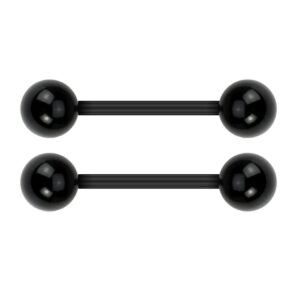 Forbidden Body Jewelry Nipple Rings, Tongue Rings, Nipple Piercing Jewelry, Nipple Jewelry, Black Flexible Acrylic Barbell Set 14G 16mm (5/8 Inch), 3 Pack