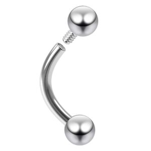 Bling Piercing 16g Curved Barbell Internally Threaded Vertical Labret Balls Gauge Internal Thread Jewelry 8mm 5/16