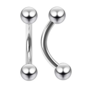 Bling Piercing 16g Curved Barbell Internally Threaded Vertical Labret Balls Gauge Internal Thread Jewelry 8mm 5/16