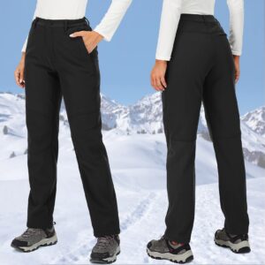 Women's Snow Fleece-Lined Soft Shell Insulated Waterproof Pants Tactical Winter Hiking,Camping,Travel 5022,Black,2