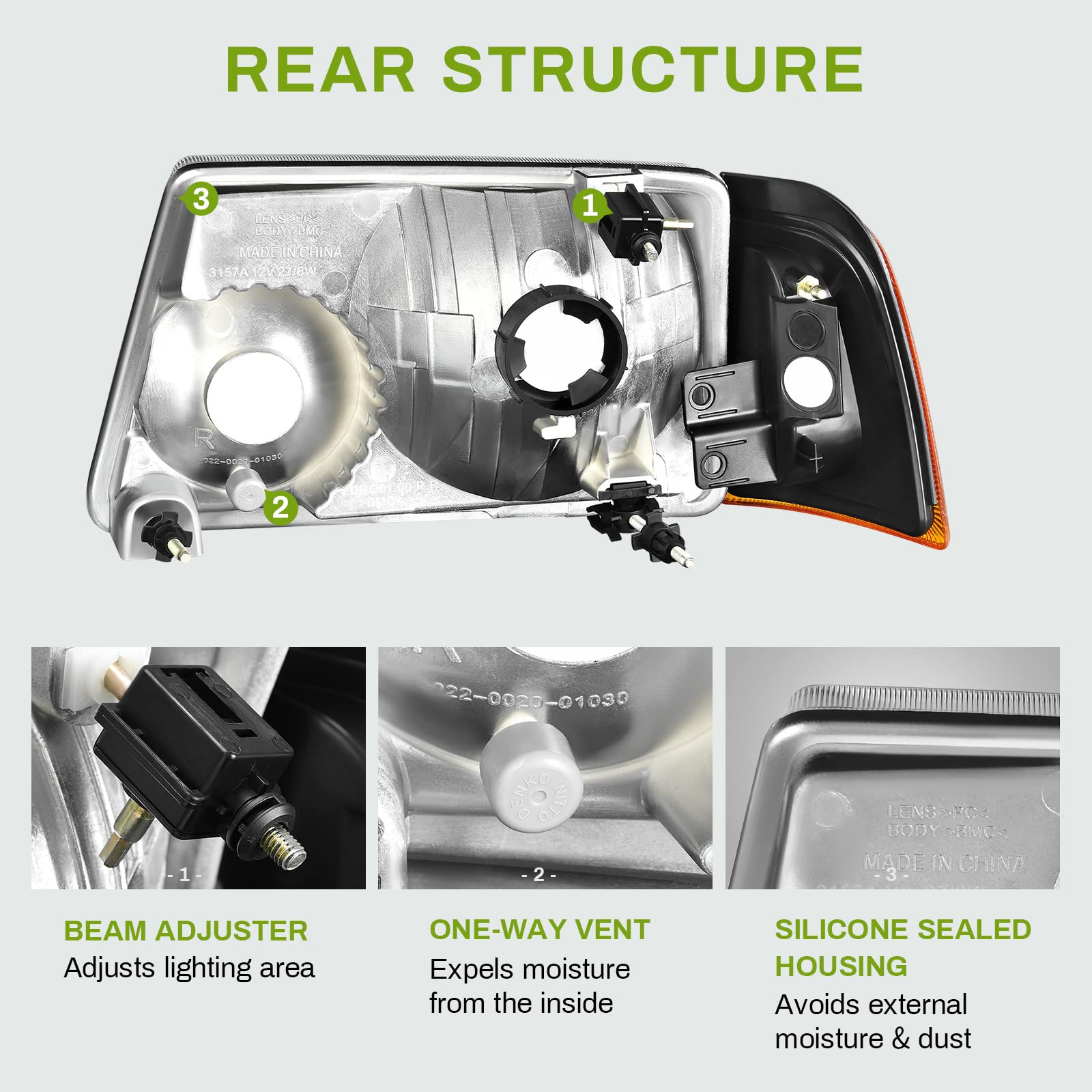 AUTOSAVER88 Headlight Assembly Compatible with 01 02 03 04 05 06 07 08 09 10 11 Ford Ranger Headlight Assembly+Corner light OE Projector Headlamp Black Housing Clear Lens