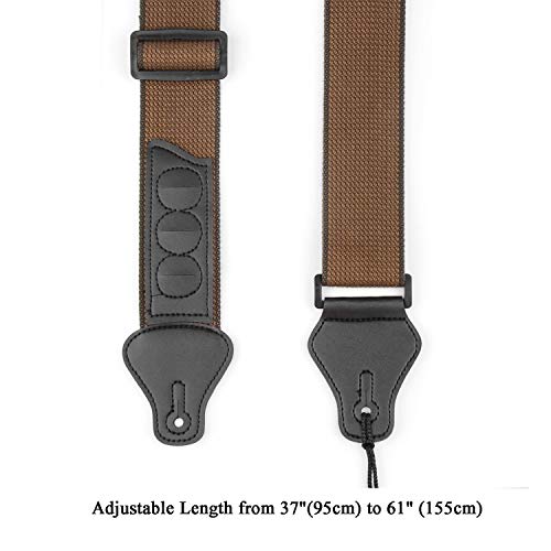 BestSounds Guitar Strap - Shoulder Strap for Acoustic, Electric and Bass Guitars with Leather Head and Pick Holder Pockets