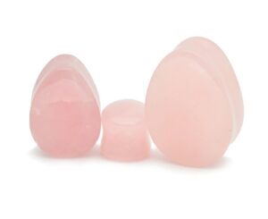 mystic metals body jewelry rose quartz stone teardrop plugs - sold as a pair (3/4" (19mm))