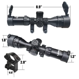 UUQ 3-9x32 Tactical Rifle Scopes,Front AO (Parallax Adjustment) Red Green Illuminated, Mil-dot Reticle,Locking/Hold Zero Turrets, High Profile Mount Rings (12 Month Warranty)