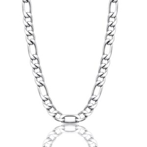 Monily Mens Chain 4MM 18 Inches Stainless Steel Figaro Necklace for Women Mens