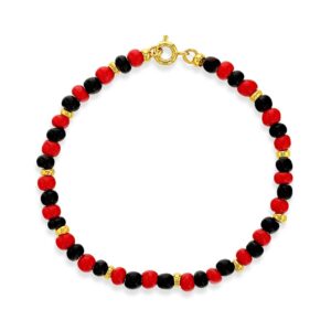 in season jewelry 18k gold plated evil eye protection red black simulated azabache bracelet 7"