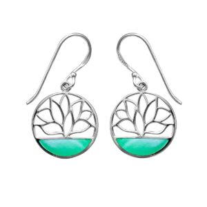 boma jewelry sterling silver green mother of pearl lotus flower dangle earrings