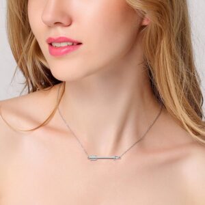 DAOCHONG Arrow Necklace S925 Sterling Silver Classic Love Polished Sideways Arrow Necklace (Necklace A)