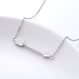 DAOCHONG Arrow Necklace S925 Sterling Silver Classic Love Polished Sideways Arrow Necklace (Necklace A)