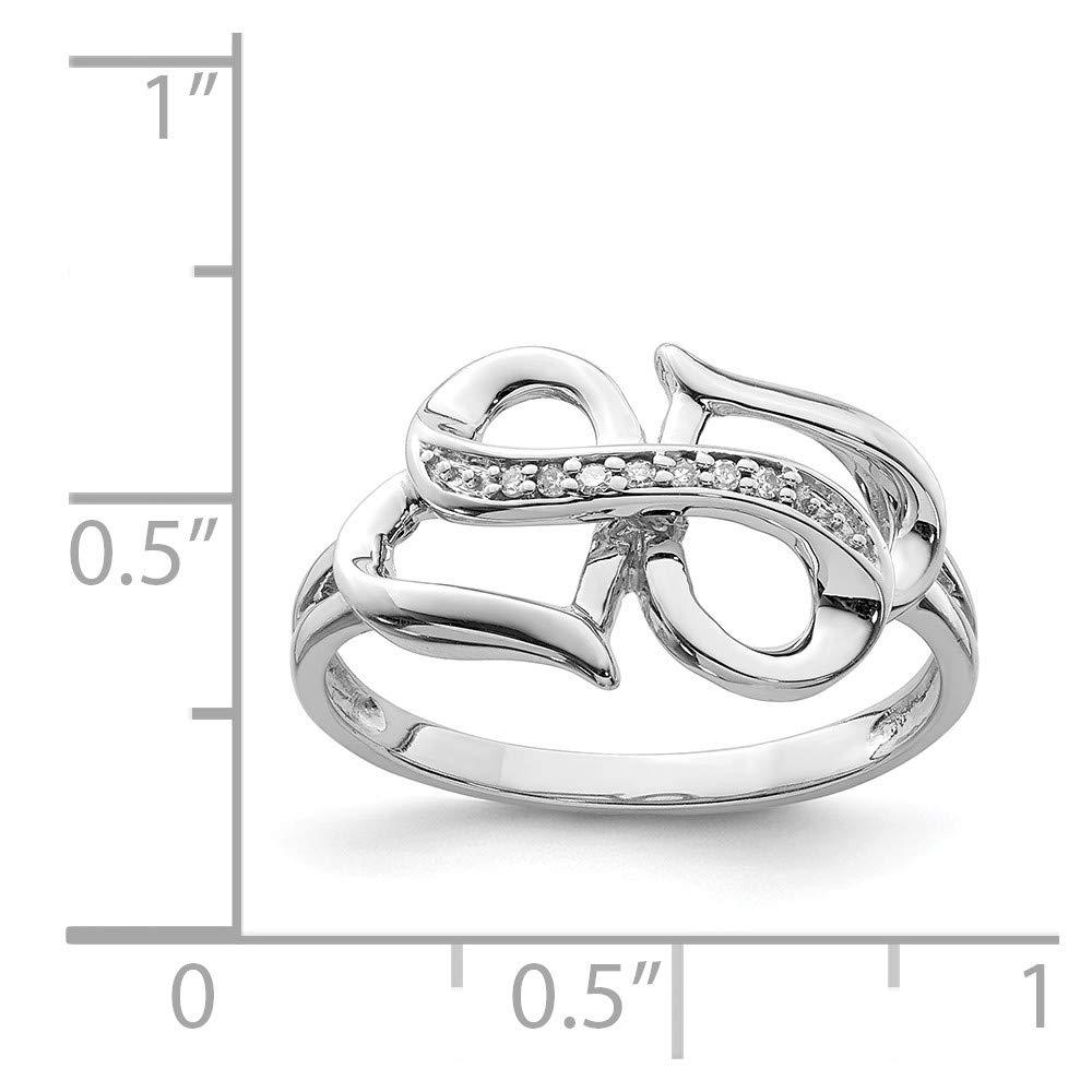 Size 8 Solid 925 Sterling Silver Diamond Infinity Symbol Heart Ring