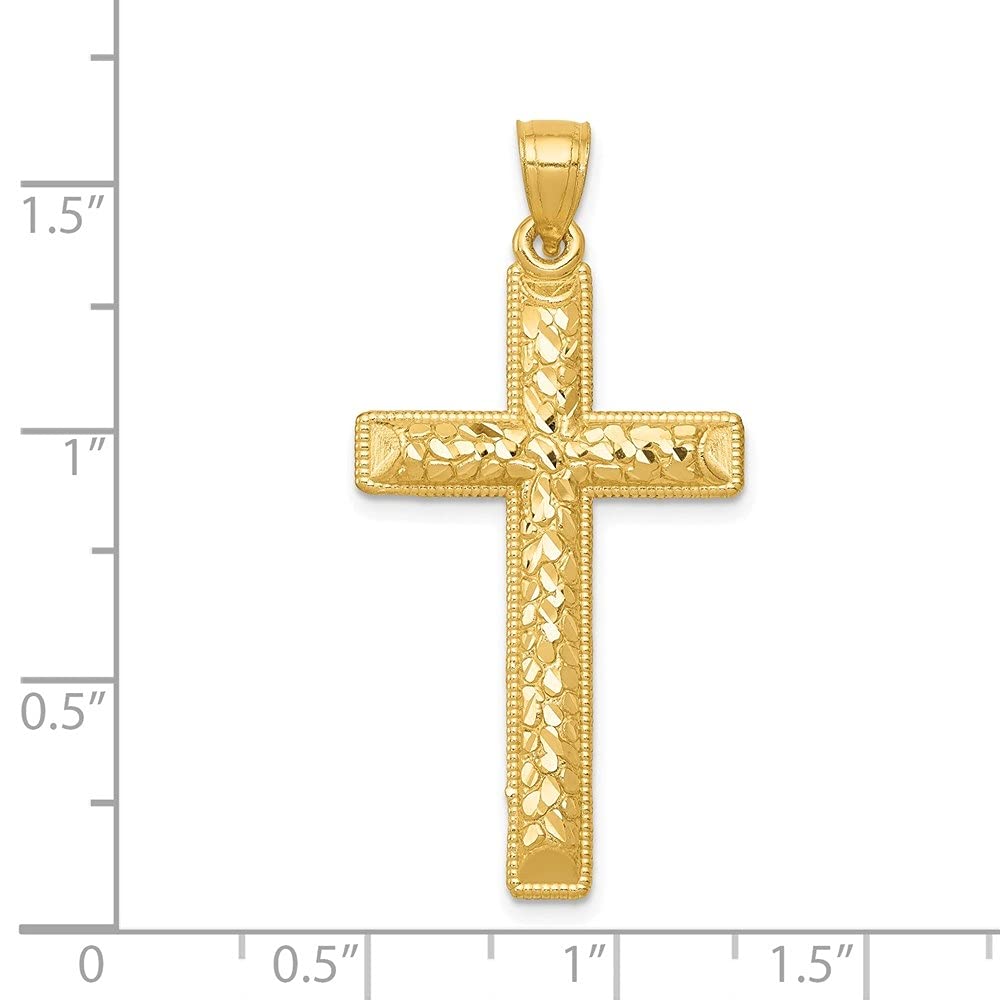 Diamond2Deal Gift for Mothers Day 14K Yellow Gold Diamond-Cut Latin Religious Crucifix Cross Pendant Fine Jewelry for Women