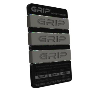 Grip Money Bands (Pack of 3) - FOGHORN GRAY - Premium Silicone Band for Cash & Cards - Slim & Durable Design