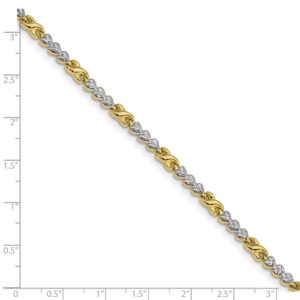 Solid 10k Yellow and White Gold Two Tone Diamond-Cut Infinity & Heart Bracelet