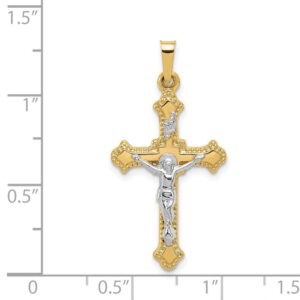 Diamond2Deal Gift for Mothers Day 14K Yellow Gold Rhodium plated INRI Religious Crucifix Cross Pendant Fine Jewelry for Women (L- 32 mm, W- 16.5 mm)