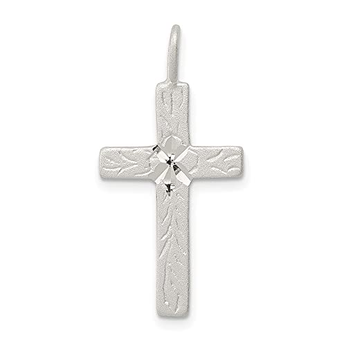 Diamond2Deal Gift for Mothers Day 925 Sterling Silver Diamond-Cut Religious Crucifix Cross Pendant Fine Jewelry for Women (L- 30 mm W- 15 mm)