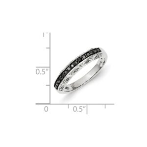 Size 7 Solid 925 Sterling Silver Black and White Diamond Ring (3mm) (.3ct.)