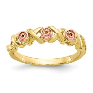 size 5.5 - solid 10k tri-color black hills gold rose ring