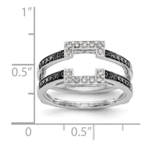 Size 7 - Solid 14k White Gold Black & White Diamond Ring Guard (9mm) (.43ct.)