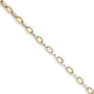 Solid 14k Gold Two-Tone Polished Open Link Bracelet