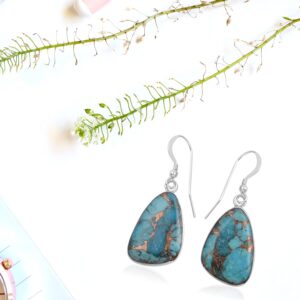 Shop LC 925 Sterling Silver Drop Dangle Solitaire Turquoise Earrings for Women Western Earrings Southwest Boho Birthday Gifts for Women