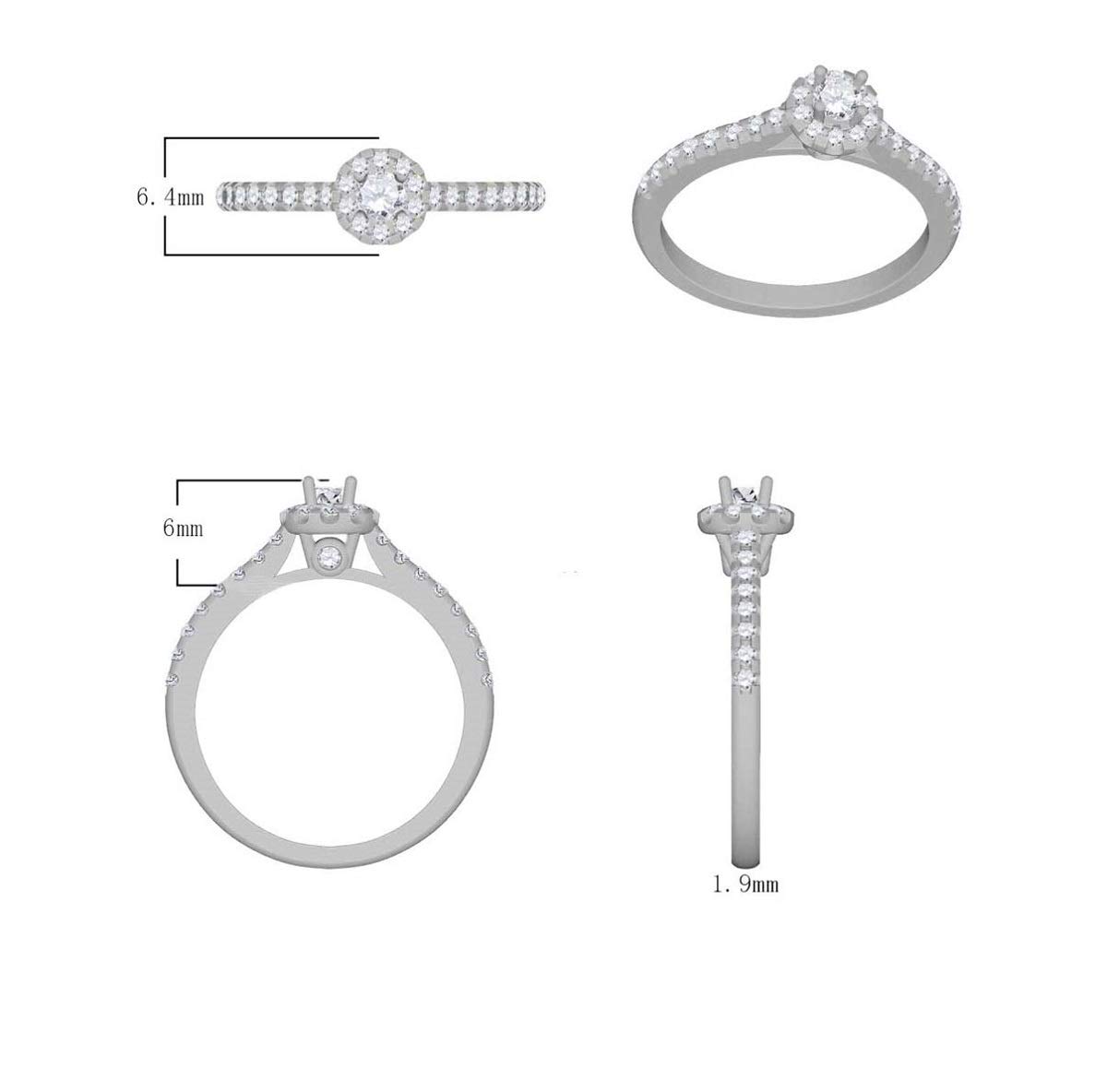 MauliJewels 0.75 Carat Engagement Wedding Diamond Bridal Ring Sets for Women 14K Solid White Gold (Centre Stone 0.25 CT and Side Stones 0.50 CT I-J-K/I2-I3)