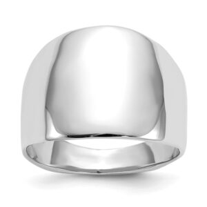 size 8 - solid 14k white gold polished dome ring (16mm)