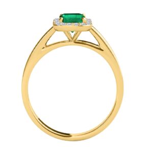 MauliJewels Rings for Women 0.68 Carat Emerald Shape Emerald And Diamond Ring prong 10k Yellow Gold