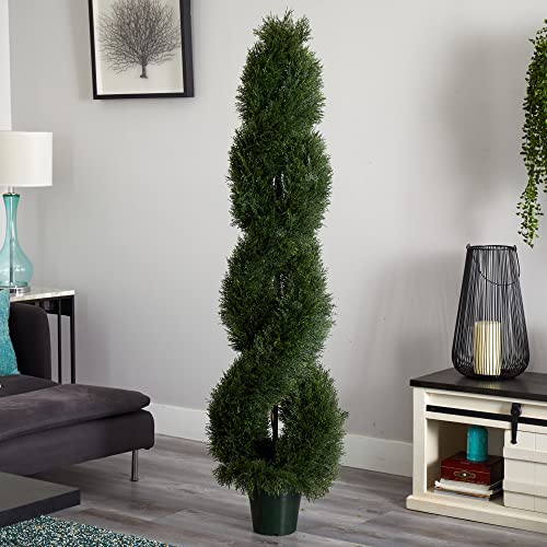 Nearly Natural Double Pond Cypress Spiral Topiary UV Resistant (Indoor/Outdoor)