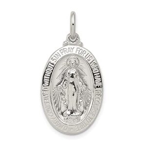 diamond2deal gift for mothers day 925 sterling silver miraculous medal pendant (l- 29 mm, w- 15 mm)