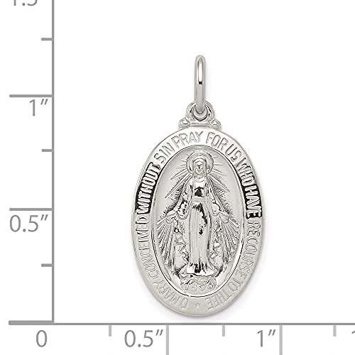 Diamond2Deal Gift for Mothers Day 925 Sterling Silver Miraculous Medal Pendant (L- 29 mm, W- 15 mm)