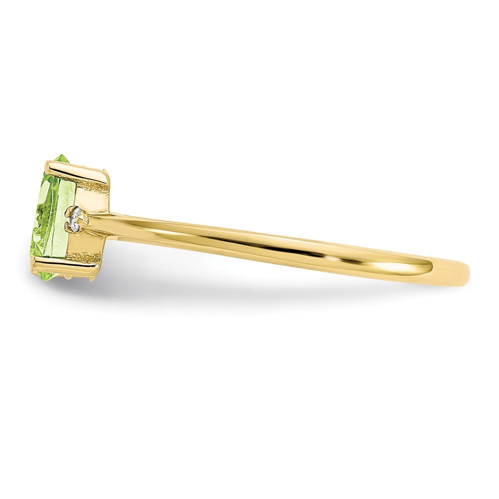 Size 5.5 - Solid 10k Yellow Gold Polished Diamond & Peridot Simulated Birthstone Ring