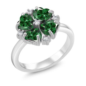 gem stone king 925 sterling silver green nano emerald ring for women (1.48 cttw, heart shape 5mm, gemstone may birthstone, size 8)