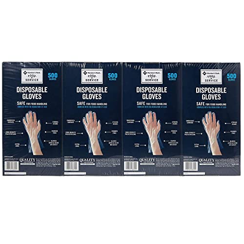 Member's Mark Plastic Disposable Gloves Pack 4 (500 CT)