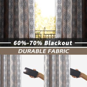 DriftAway Curtains for Bedroom Room Darkening Curtain 84 Inch Medallion Drapes for Living Room Damask Pattern Thermal Window Treatments Grommet 2 Panels