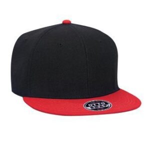 Custom Snapback Hat. Otto. Embroidered. Your Own Text Flatbill Bill Snapback. (Red/Black Bill)